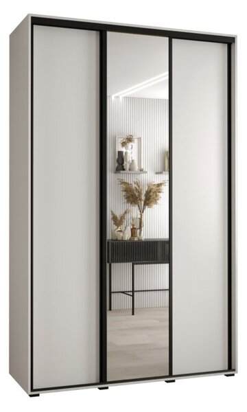Szafa przesuwna wysoka Davos 3 160, gł. 45 cm biały + biały + czarny
