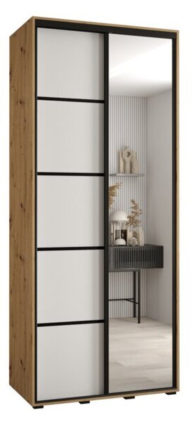 Szafa przesuwna wysoka Davos 5 110, gł. 60 cm artisan + biały + czarny