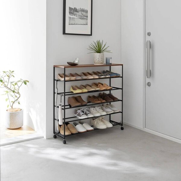 Czarny metalowy regał na buty 90,5x87x26 cm Tower – YAMAZAKI