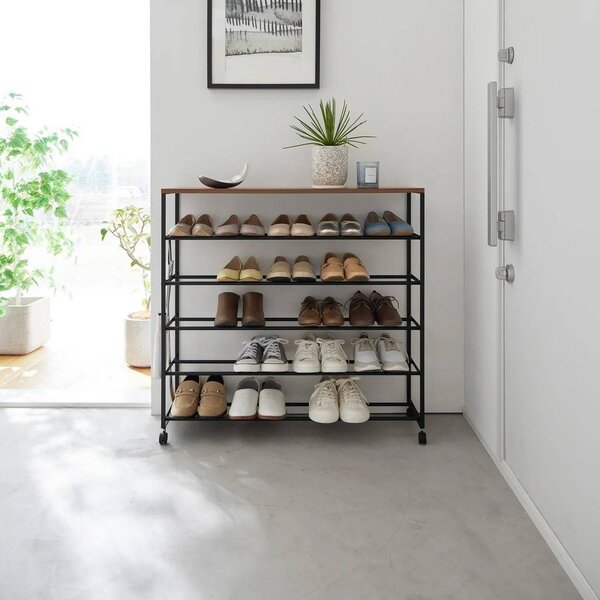 Czarny metalowy regał na buty 90,5x87x26 cm Tower – YAMAZAKI
