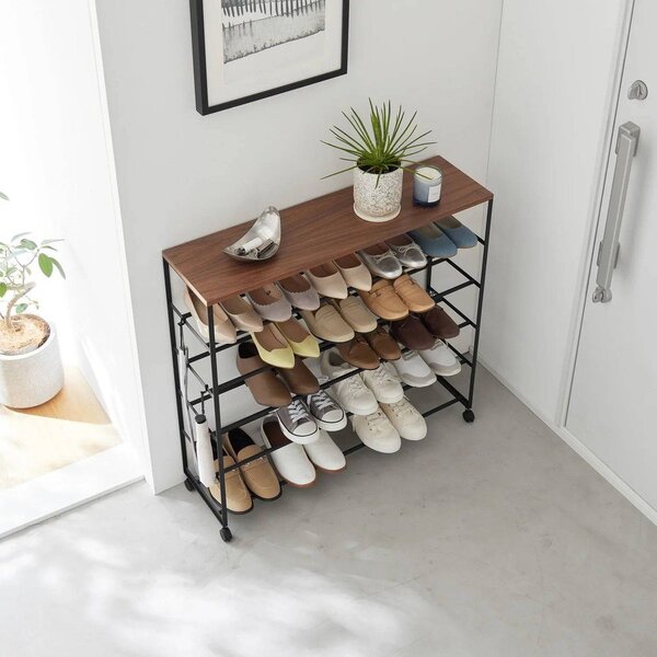 Czarny metalowy regał na buty 90,5x87x26 cm Tower – YAMAZAKI