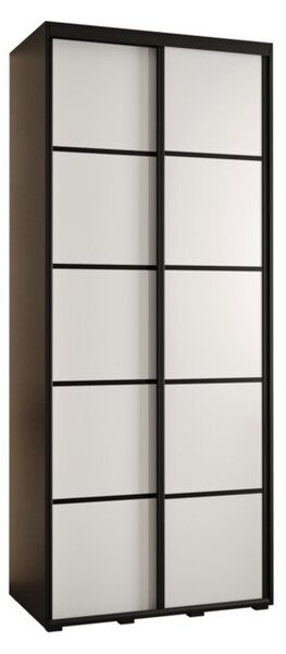 Szafa przesuwna wysoka Davos 4 100, gł. 60 cm czarny + biały + czarny
