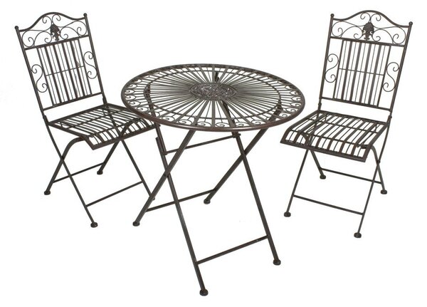 Ciemnobrązowy metalowy zestaw mebli ogrodowych dla 2 osób – Garden Pleasure
