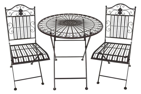 Ciemnobrązowy metalowy zestaw mebli ogrodowych dla 2 osób – Garden Pleasure
