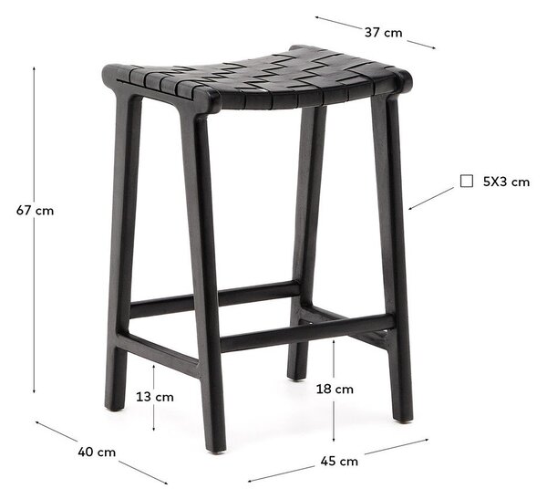 Czarny hoker z litego drewna mahoniowego Calixta – Kave Home