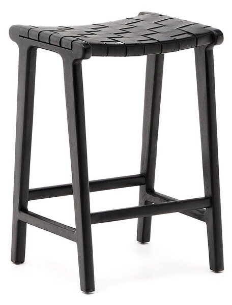 Czarny hoker z litego drewna mahoniowego Calixta – Kave Home