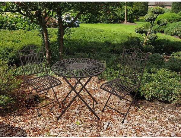 Ciemnobrązowy metalowy zestaw mebli ogrodowych dla 2 osób – Garden Pleasure
