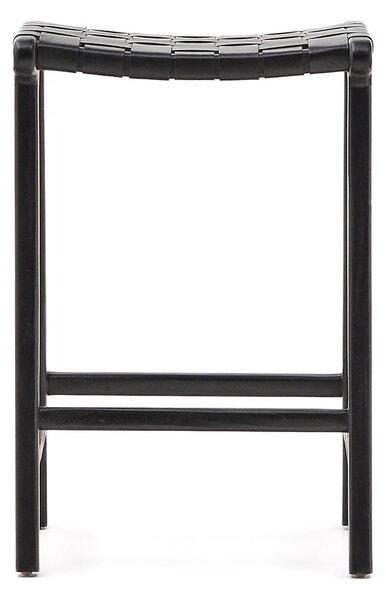 Czarny hoker z litego drewna mahoniowego Calixta – Kave Home
