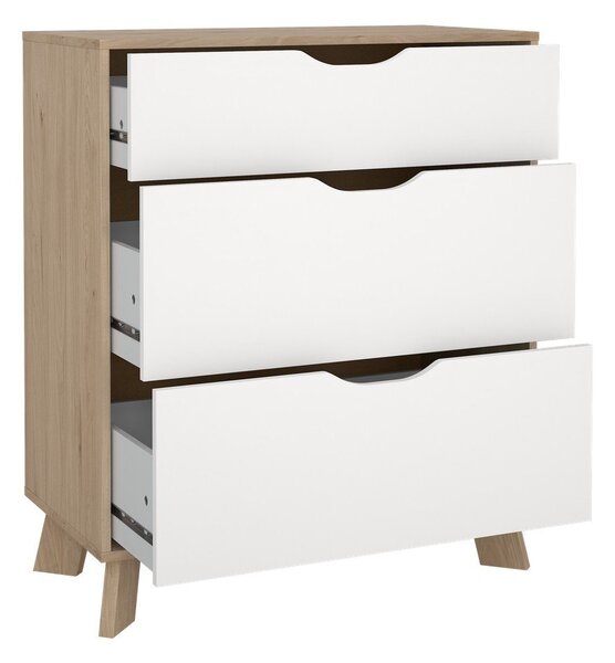 Biało-naturalna komoda w dekorze dębu 79x92x40 cm Ikast – Tvilum