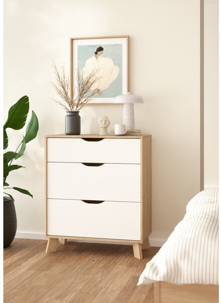 Biało-naturalna komoda w dekorze dębu 79x92x40 cm Ikast – Tvilum