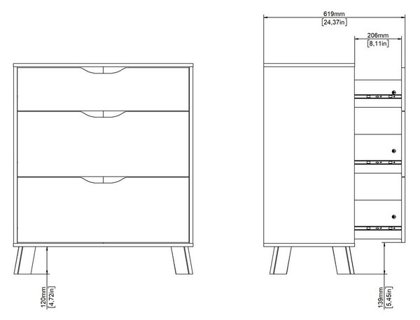 Biało-naturalna komoda w dekorze dębu 79x92x40 cm Ikast – Tvilum