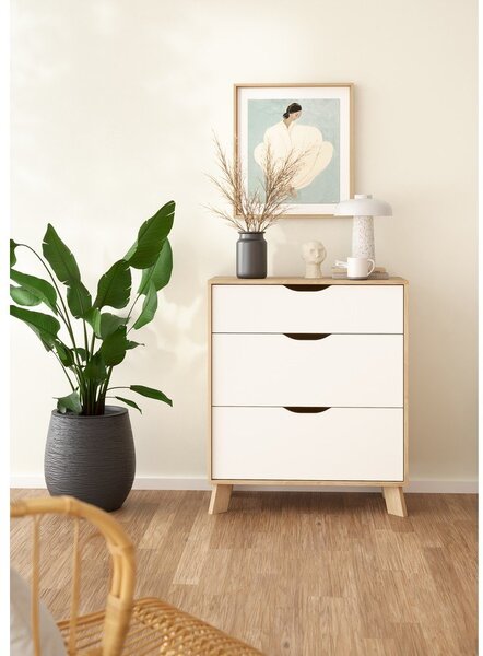 Biało-naturalna komoda w dekorze dębu 79x92x40 cm Ikast – Tvilum