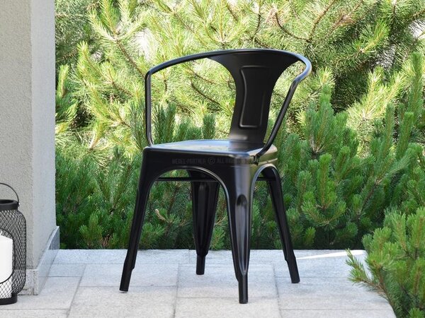 Metalowe krzesło z podłokietnikami do ogrodu alfredo 2 czarne