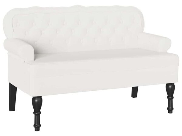 Futrzany chesterfield bench - elegancka Ławka z guzikowym tuftingiem w białym kolorze