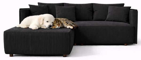 Czarna rozkładana nowoczesna sofa narożna M6-D12