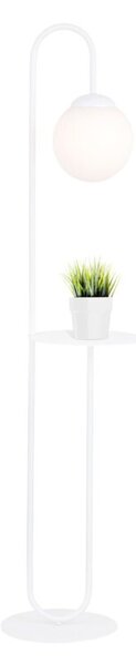 Lampa stojąca podłogowa biała stolik kwietnik 1xE27 15W BARI Emibig
