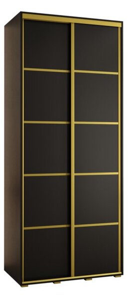 Szafa przesuwna wysoka Davos 4 110, gł. 45 cm czarny + czarny + złoty