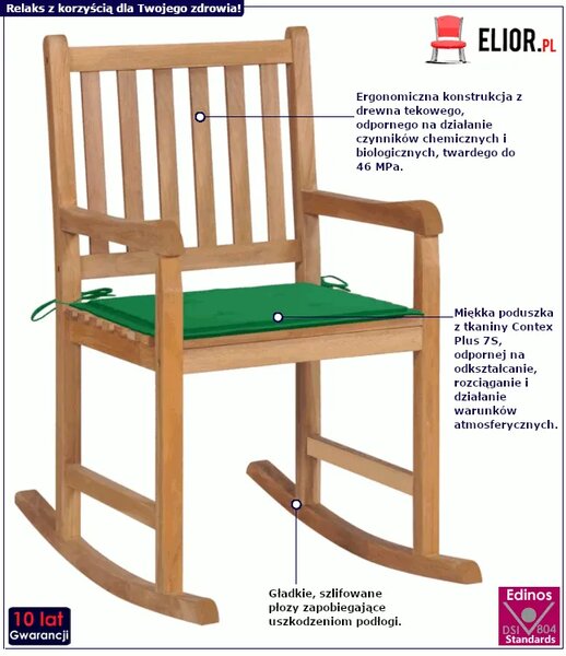 Fotel bujany z ciemnozieloną poduszką M3-H33