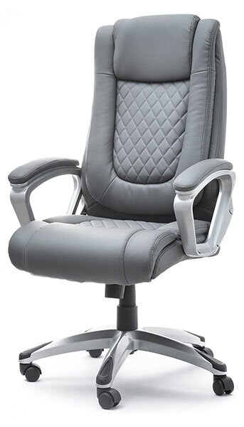 Ergonomiczny fotel biurowy gabor z szarej skóry eko ze stylowymi przeszyciami