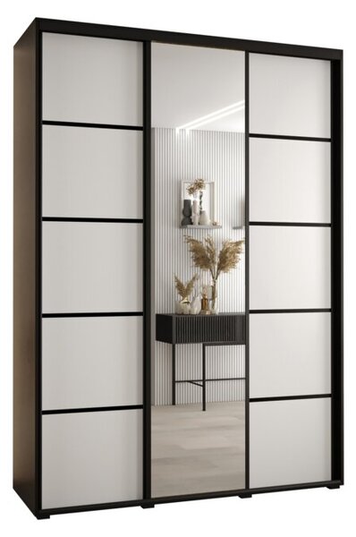 Szafa przesuwna wysoka Davos 5 180, gł. 60 cm czarny + biały + czarny