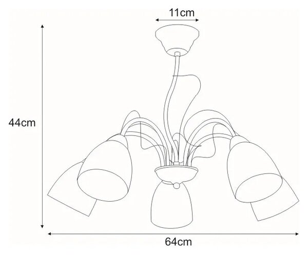 Klasyczny żyrandol z 5 szklanymi kloszami - 4X S121 Z6-T65