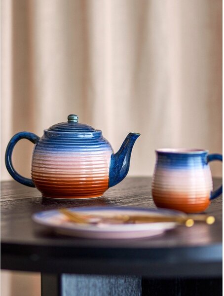 Niebiesko-pomarańczowy ceramiczny dzbanek do herbaty z sitkiem 890 ml Tatum – Bloomingville