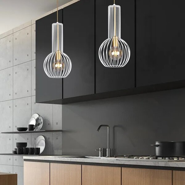 Biało-złota loftowa lampa wisząca - S134 S7-K03