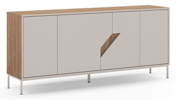 Kremowo-naturalna komoda w dekorze dębu 180x80x40 cm Lilou – Marckeric