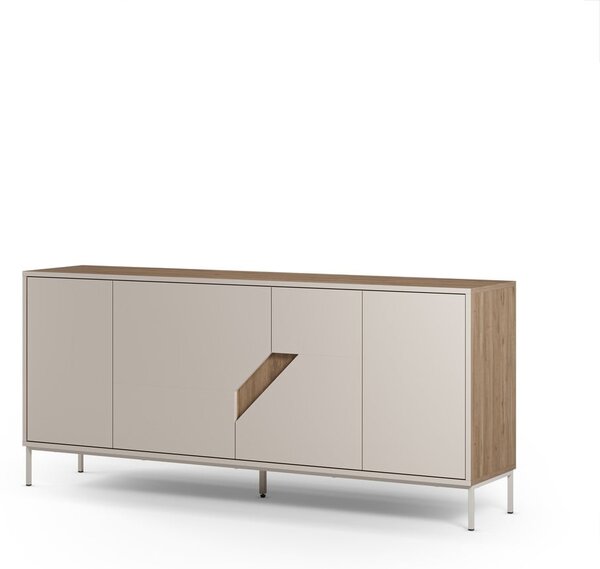 Kremowo-naturalna komoda w dekorze dębu 180x80x40 cm Lilou – Marckeric