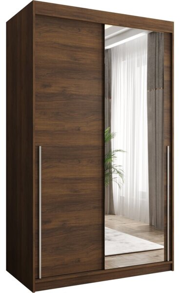 Szafa przesuwna z lustrem Garderoba SIMA T2 120 orzech + u. srebrny