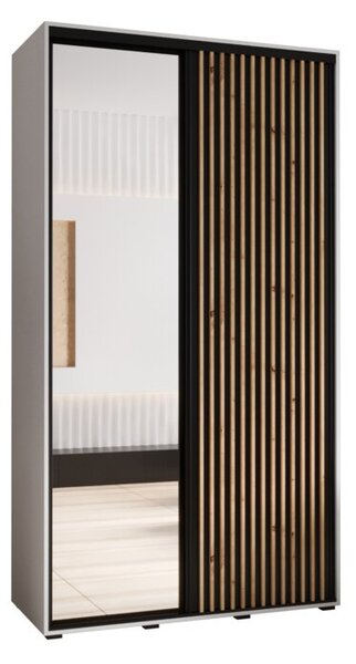 Szafa przesuwna wysoka Lanko 2 130, gł. 45 cm biały + czarny + artisan