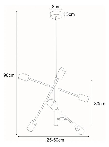 Lampa wisząca ruchome patyki - 3X S138 B3-E44