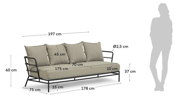 Beżowa sofa ogrodowa z metalową konstrukcją Kave Home Mareluz