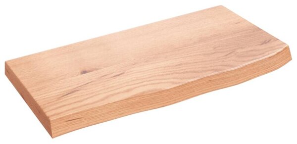 Półka, brązowa, 60x30x(2-4) cm, lakierowane lite drewno dębowe