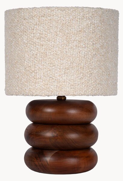 Lampa stołowa z drewna akacjowego z kloszem Bouclé Luigi
