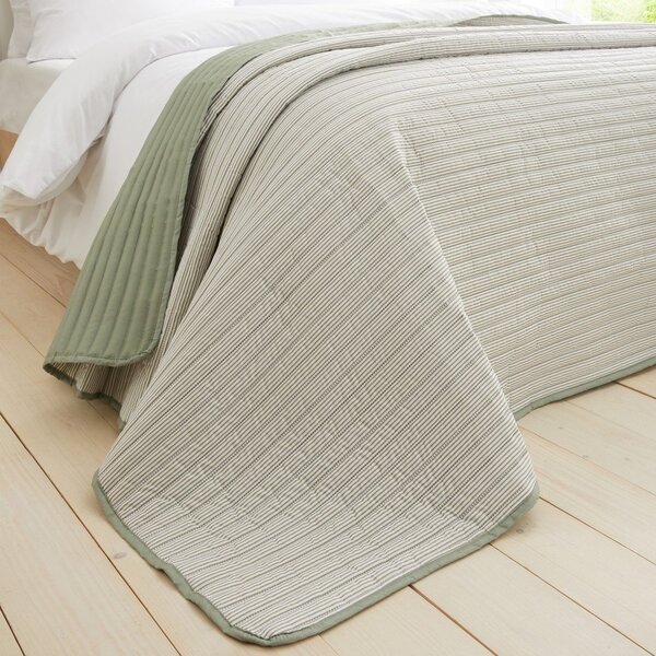 Zielona narzuta pikowana 220x230 cm Stripe – Catherine Lansfield