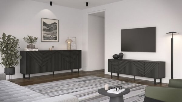 Czarna szafka pod TV 161x55x35 cm Peta – Marckeric