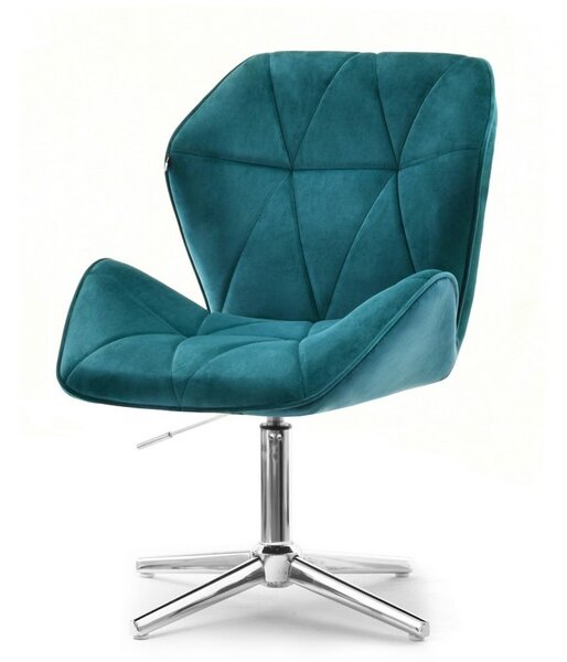 Designerski fotel obrotowy velo turkusowy welur na stopie chrom do salonu