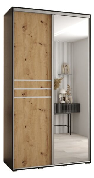 Szafa przesuwna wysoka Davos 11 130, gł. 60 cm czarny + artisan + srebrny