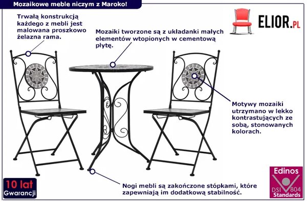 3-cz. szary ceramiczny zestaw mebli bistro K4-G75