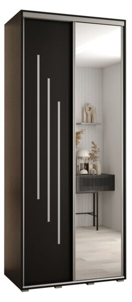 Szafa przesuwna wysoka Davos 9 100, gł. 45 cm czarny + czarny + srebrny