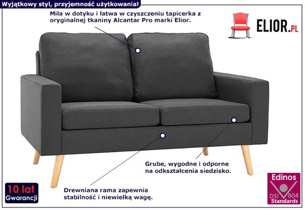 2-osobowa ciemnoszara sofa L0-D82