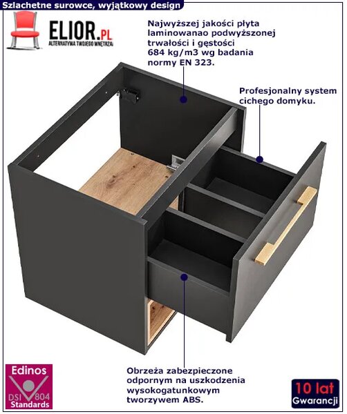 Podwieszana szafka łazienkowa z umywalką 60 cm L7-T86