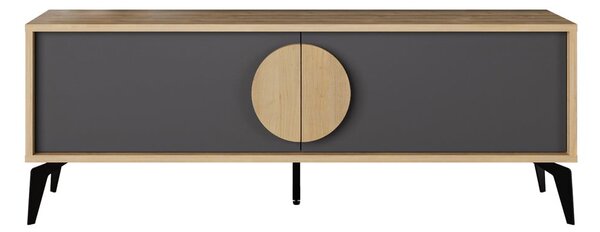 Czarna szafka pod TV w dekorze dębu 140x51 cm Vae – Marckeric