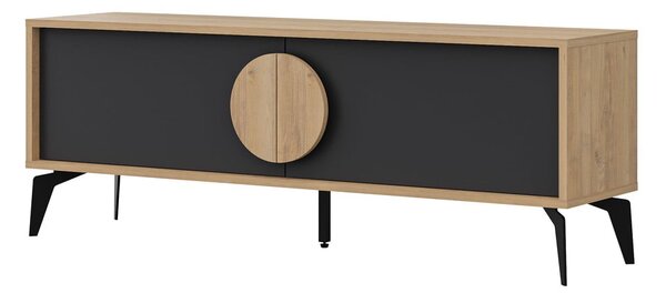 Czarna szafka pod TV w dekorze dębu 140x51 cm Vae – Marckeric