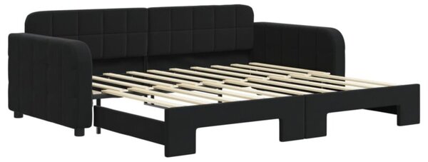 Sofa rozsuwana, czarna, 90x190 cm, aksamit