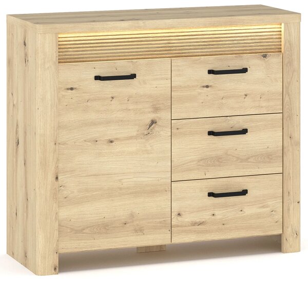 Komoda z 3 szufladami i podświetleniem LED dąb artisan C4-T26