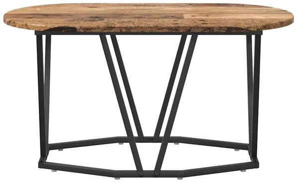 Metalowy owalny stolik kawowy stare drewno D6-T34