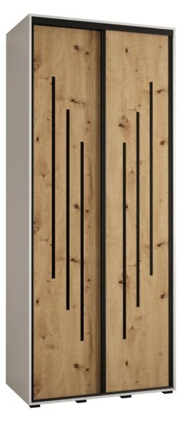 Szafa przesuwna wysoka Davos 8 110, gł. 60 cm biały + artisan + czarny