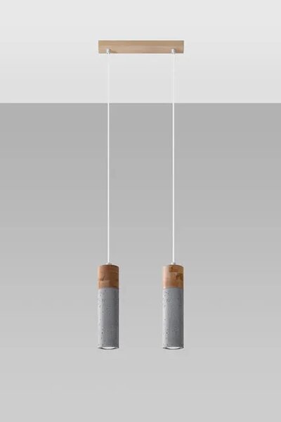 Drewniano-betonowa lampa wisząca tuby - S163 K1-G05